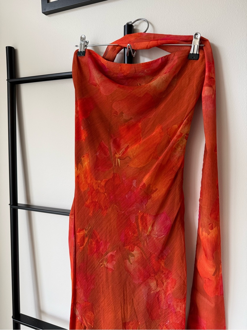 Peppermayo Orange & Pink Floral Strapless Maxi Dress